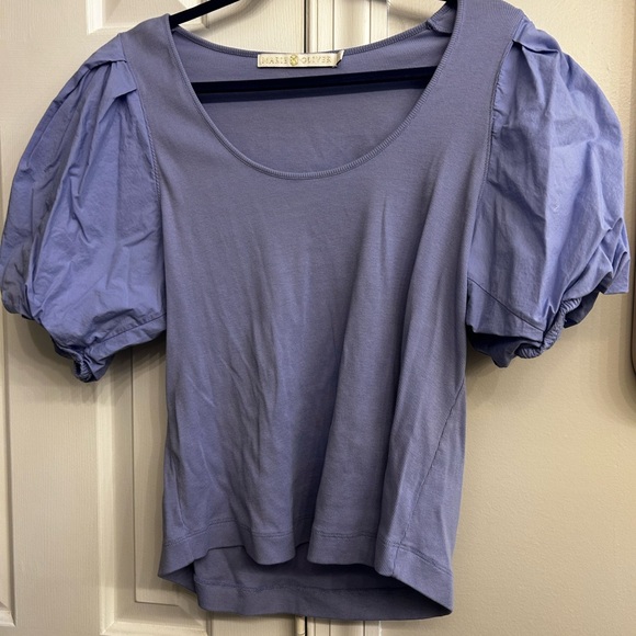 Marie Oliver Lavender Puff Sleeve Blouse - Picture 2 of 3